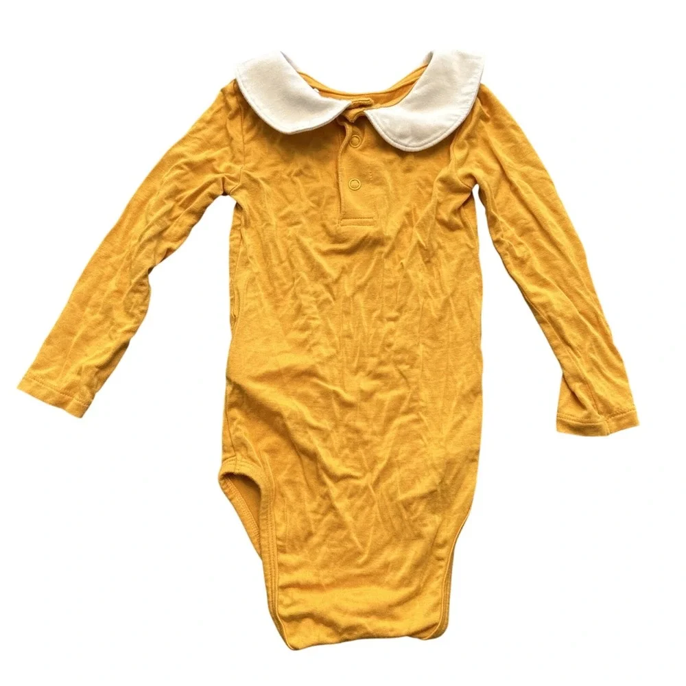 Posh Peanut 12 - 18 Months Girls Top Shirt Longsleeve Yellow Collared Preppy (4)
